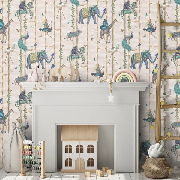 Carousel Blue - Light Blue Wallcovering | Brand McKenzie