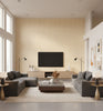 Carrara Ivory Chevron Grasscloth Wallcovering | Fentucci - living room room setting