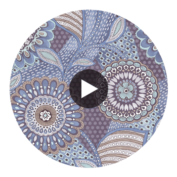 Catalunya Eggplant Kaleidoscope Floral Wallcovering Circular Swatch | LA Walls