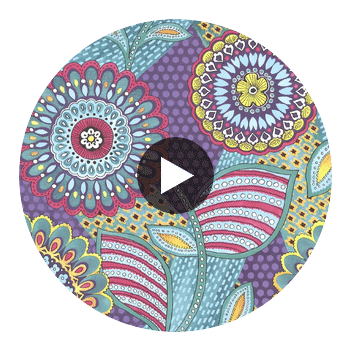 Catalunya Fuschia Kaleidoscope Floral Wallcovering Circular Swatch | LA Walls
