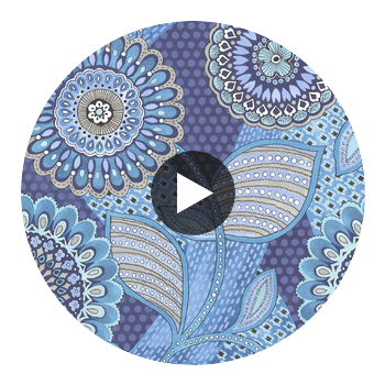 Catalunya Teal Kaleidoscope Floral Wallcovering Circular Swatch | LA Walls