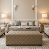 Tyrell Bay - Limestone Upholstered Ottoman | Architectural Fabrics