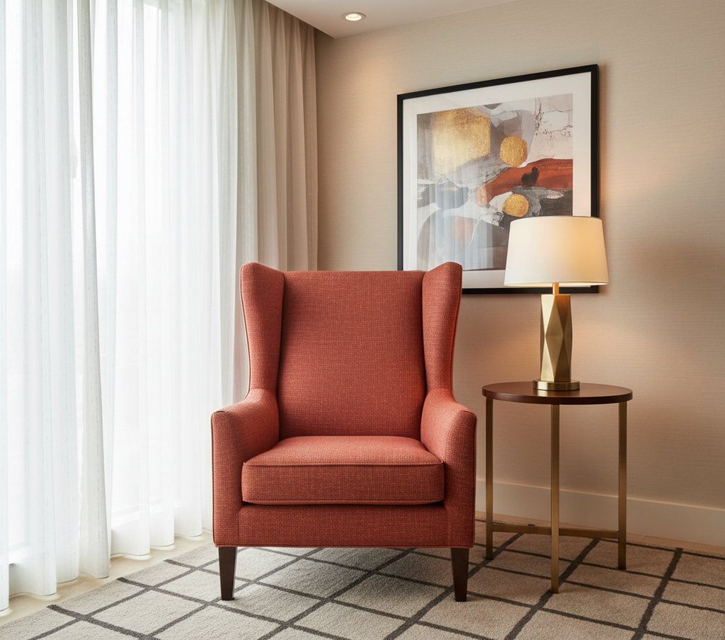 BARNUM - Crimson Weave Texture Upholstery Upholstered Chair | Architectural Fabrics