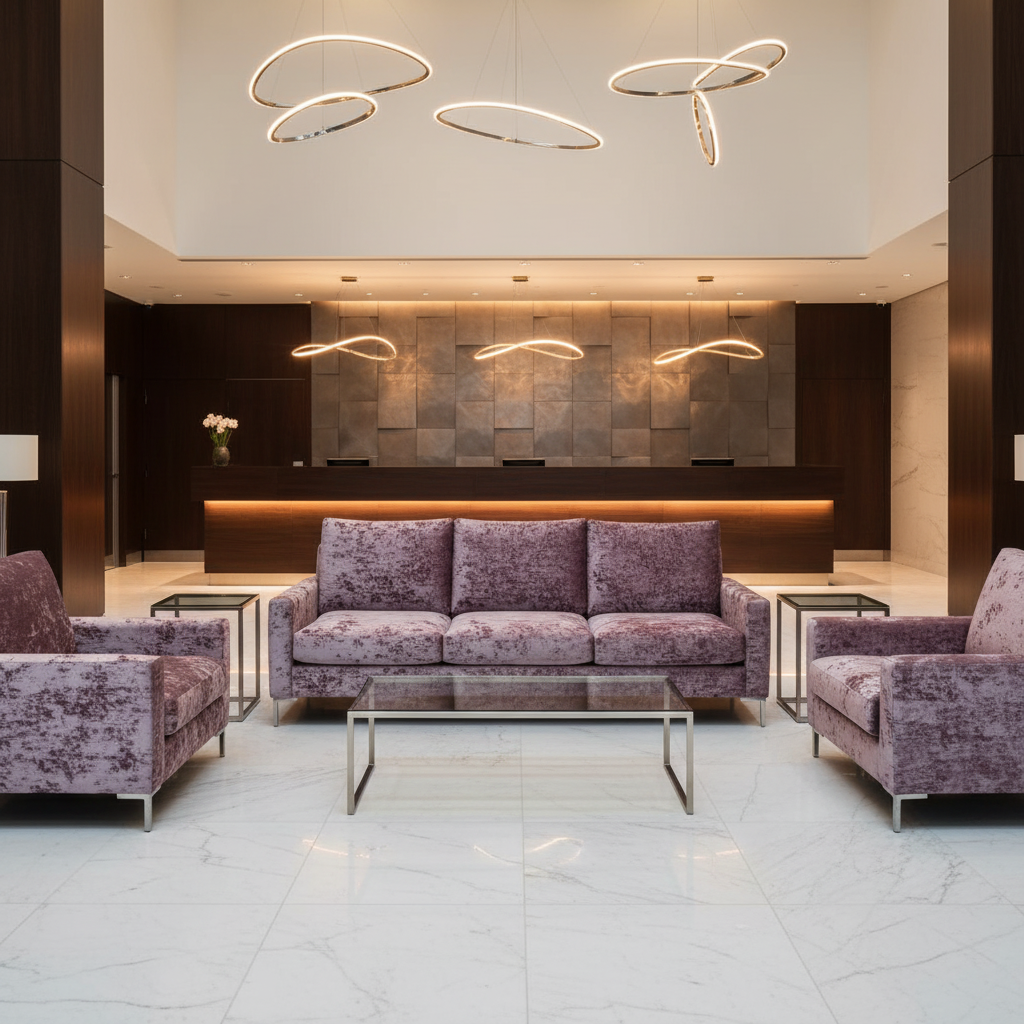 Crushed Velvet Texture Dusty Lavender Upholstered Sofa | Architectural Fabrics