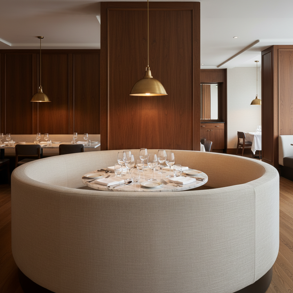 Turneffe - Eggshell Upholstered Banquette | Architectural Fabrics