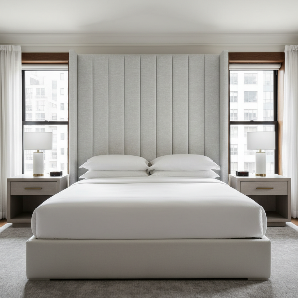 Fine Woven Texture Soft Silver Upholstered Headboard | Architectural Fabrics