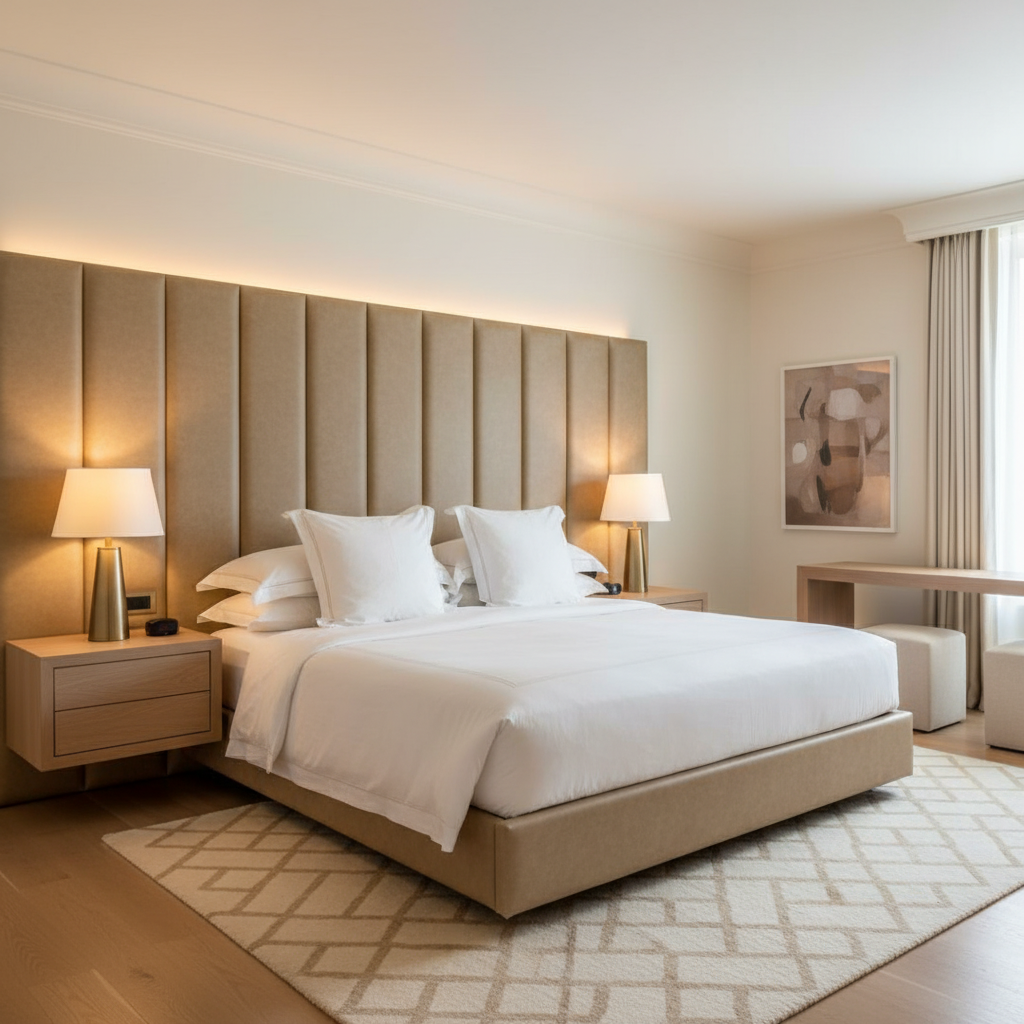 Aire Pebbled - Desert Sand Breathable Polyurethane Upholstered Headboard | Architectural Fabrics