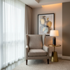 Woven Crosshatch Texture Neutral Taupe Upholstered Chair | Architectural Fabrics
