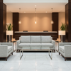 Woven Linear Texture Pale Denim Upholstered Sofa | Architectural Fabrics
