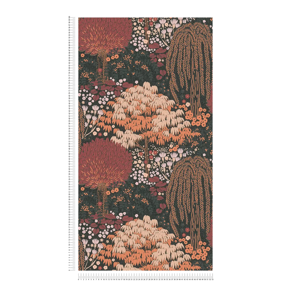 Famous Garden Black, Cream, Orange, Pink, Red Wallcovering | AS Creation