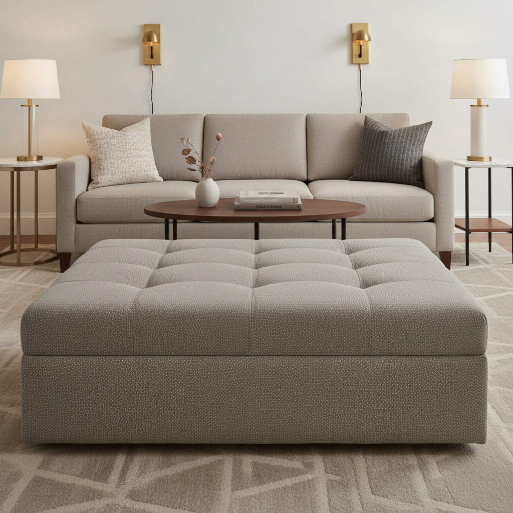 Aster - Aster Layered Polyurethane Upholstered Ottoman | Architectural Fabrics