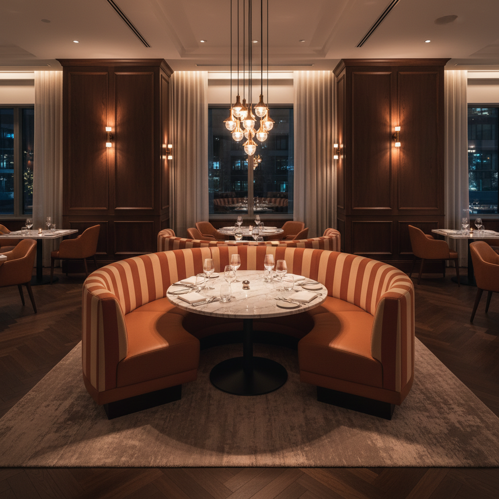 Pearisburg Melon Transitional terracotta & beige Upholstered Banquette | Architectural Fabrics