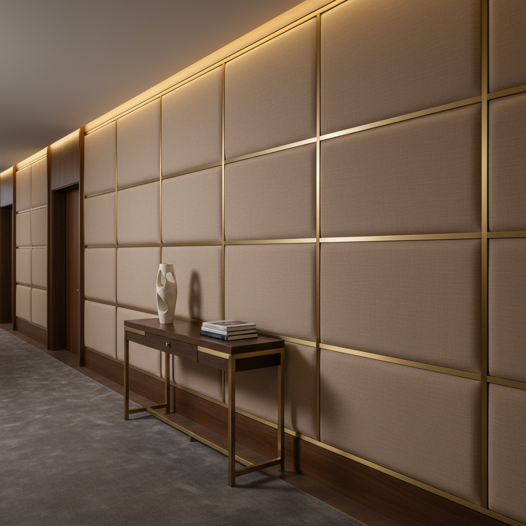 Subtle Woven Texture Soft Taupe Upholstered Wall Panel | Architectural Fabrics