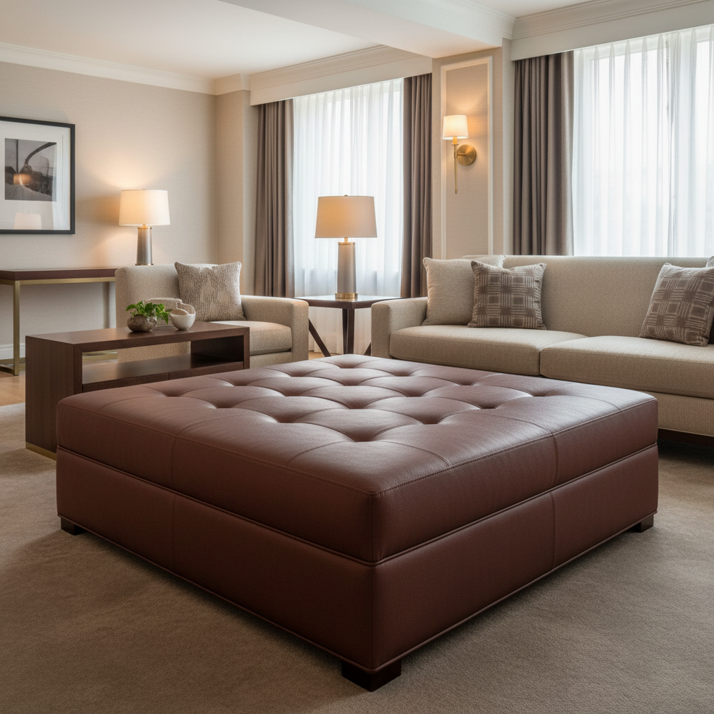 Triangle Reef - Bordeaux Upholstered Ottoman | Architectural Fabrics