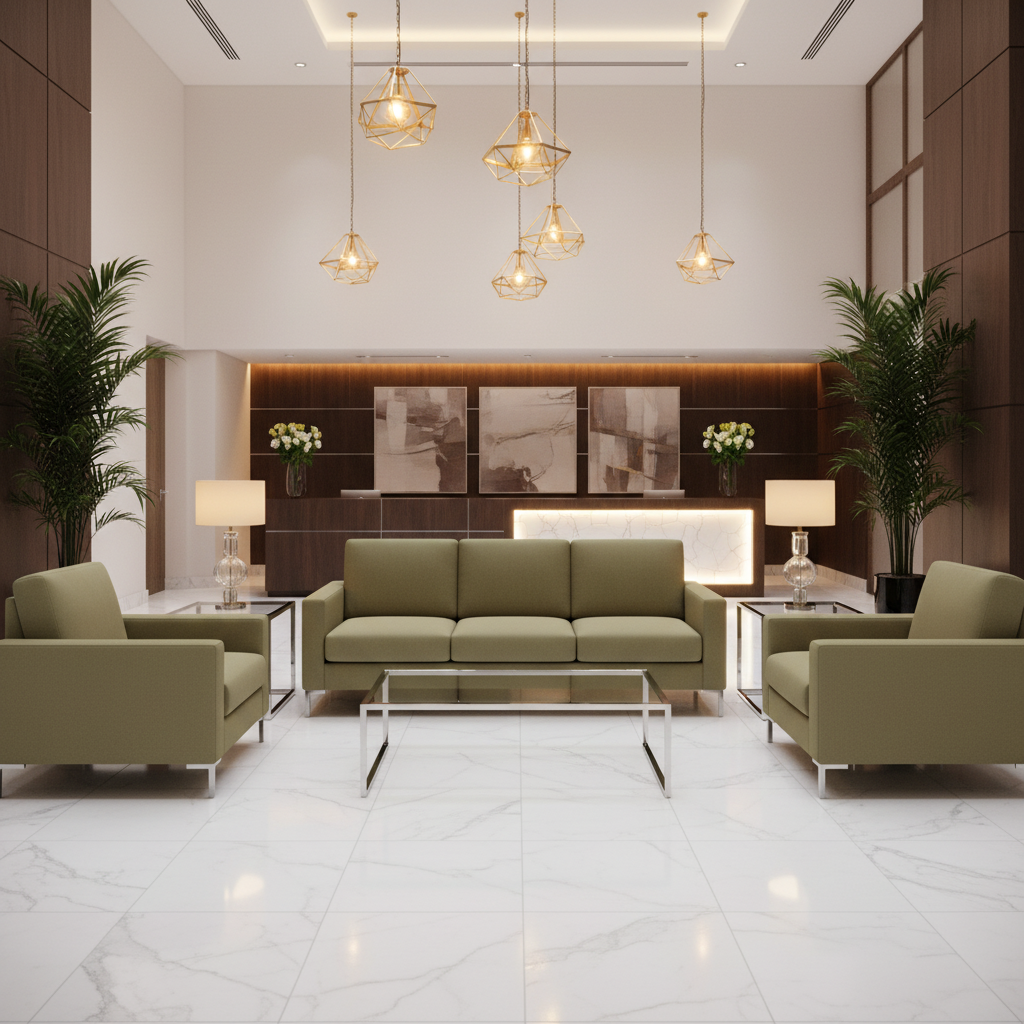 Smooth Pebble Grain Dusty Olive Upholstered Sofa | Architectural Fabrics