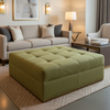 Aragon - Verdant Moss Performance Vinyl Upholstered Ottoman | Architectural Fabrics