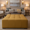 Woven Linen Weave Goldenrod Yellow Upholstered Ottoman | Architectural Fabrics