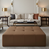 Smooth Solid Color Rich Umber Upholstered Ottoman | Architectural Fabrics