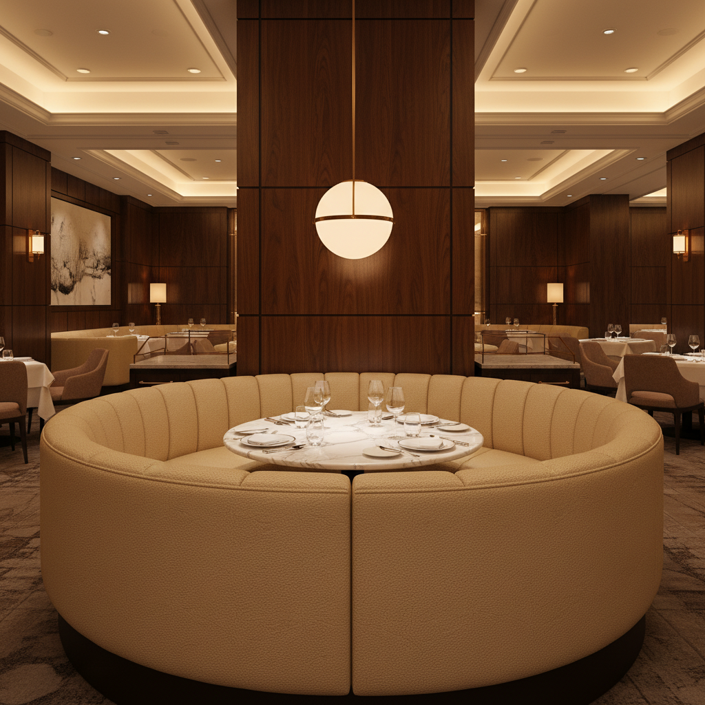 Trunk Bay - Buff Upholstered Banquette | Architectural Fabrics