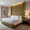 Channel Chevron Pattern Golden Bronze Upholstered Headboard | Architectural Fabrics