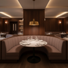 Smooth Matte Texture Mauve Taupe Upholstered Banquette | Architectural Fabrics