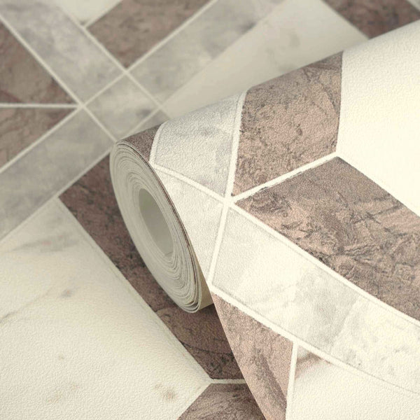 Tarsia Brown Cream Versace Home Wallcovering
