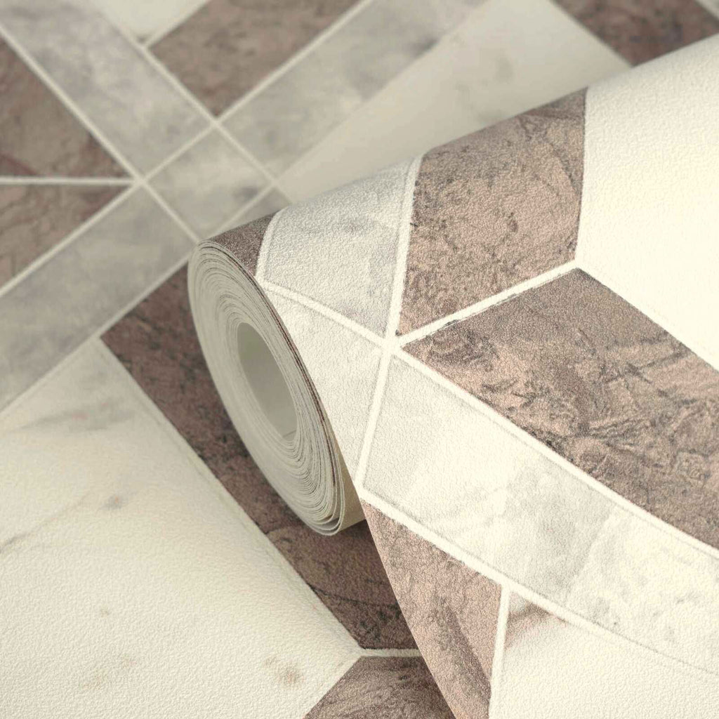 Tarsia Brown Cream Versace Home Wallcovering