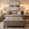 Woven Textile Texture Misty Taupe Upholstered Ottoman | Architectural Fabrics