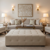 Smooth Matte Texture Soft Sand Upholstered Ottoman | Architectural Fabrics
