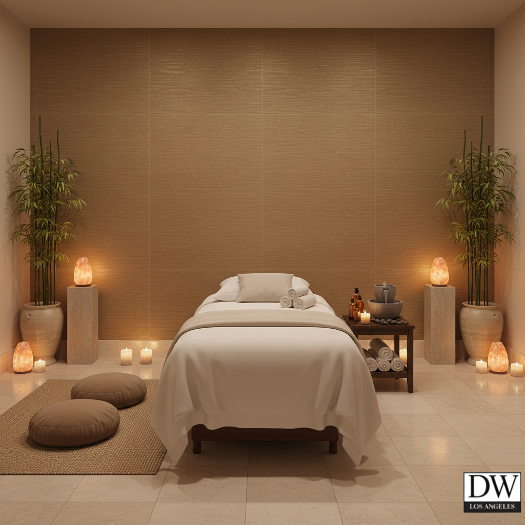 Moroccan Bronze Horizontal Tight Emboss | Hollywood Wallcoverings - Healthcare Waiting Room commercial room setting