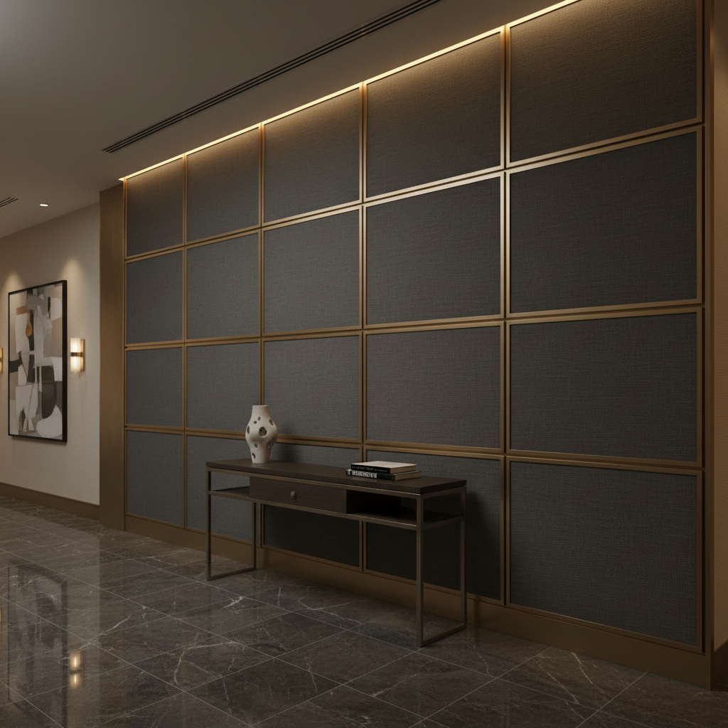 Peter Island - Cinder Upholstered Wall Panel | Architectural Fabrics