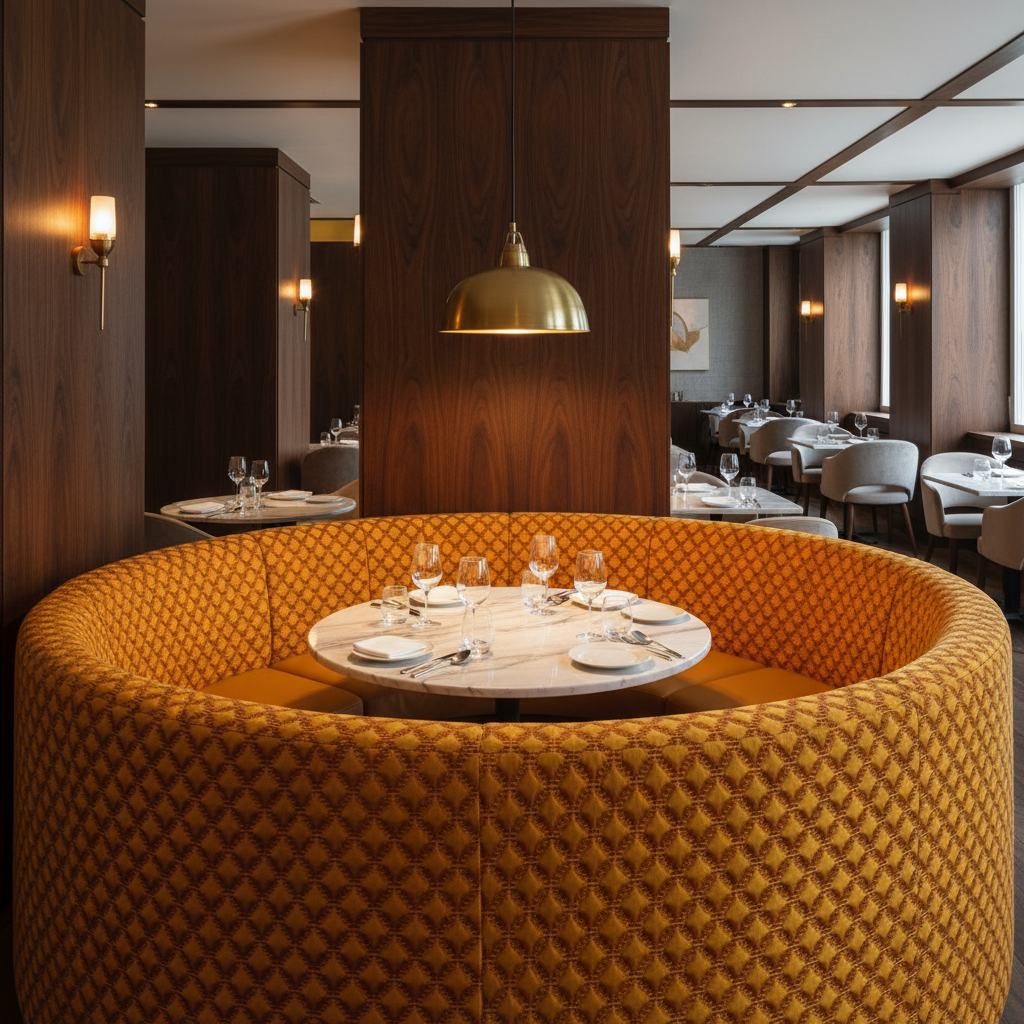 Thatch Cay - Saffron Upholstered Banquette | Architectural Fabrics