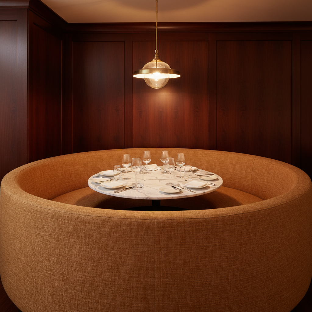 Woven Textured Vinyl Burnt Sienna Upholstered Banquette | Architectural Fabrics