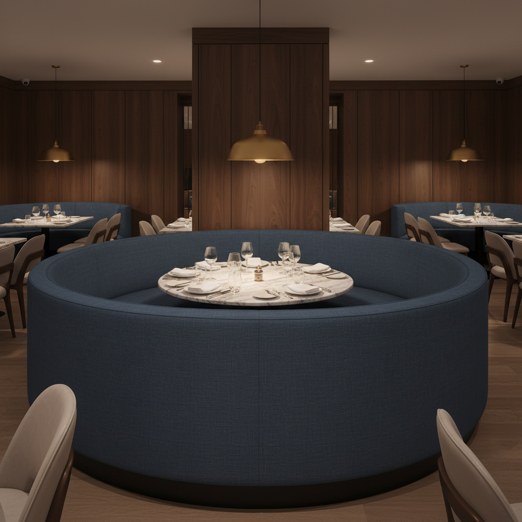 Linen Island - Cobalt Upholstered Banquette | Architectural Fabrics