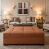 Woven Textured Stripe Spiced Terracotta Upholstered Ottoman | Architectural Fabrics
