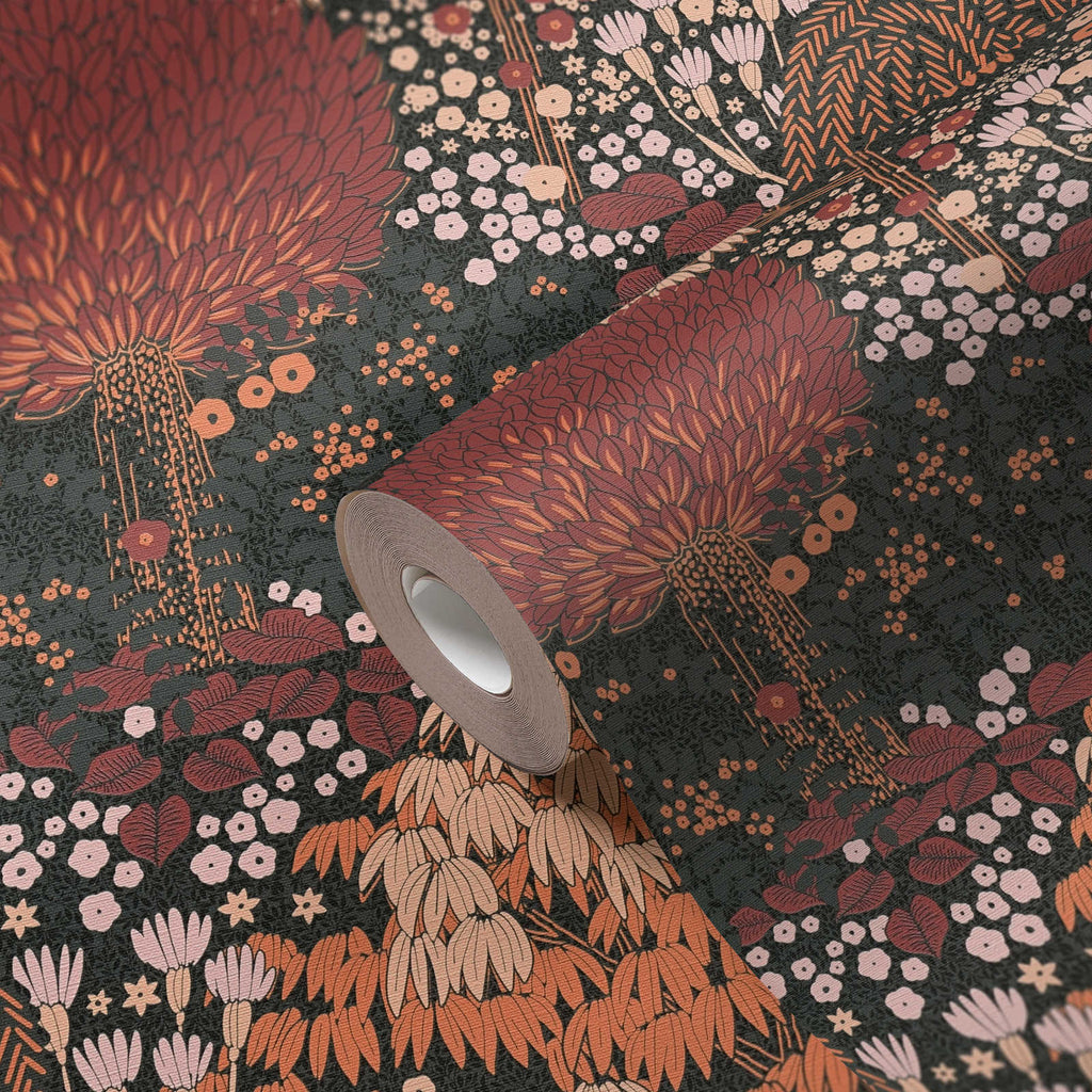 Famous Garden Black, Cream, Orange, Pink, Red Wallcovering | AS Creation