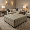 Tweed Bay - Khaki Upholstered Ottoman | Architectural Fabrics