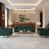 Smooth Leather Grain Deep Evergreen Upholstered Sofa | Architectural Fabrics