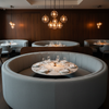 Fine Pebble Texture Soft Gray Upholstered Banquette | Architectural Fabrics