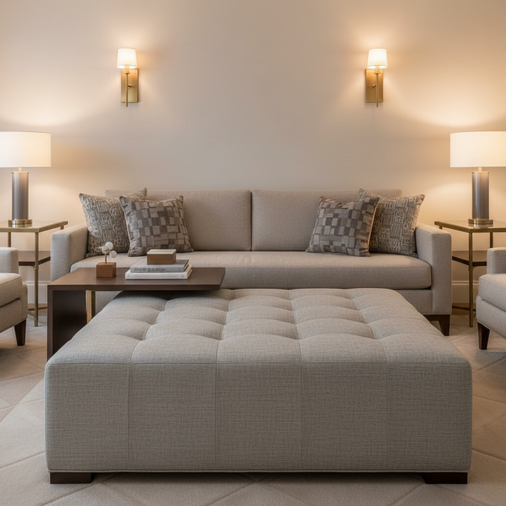 Rattan Bay - Metal Upholstered Ottoman | Architectural Fabrics