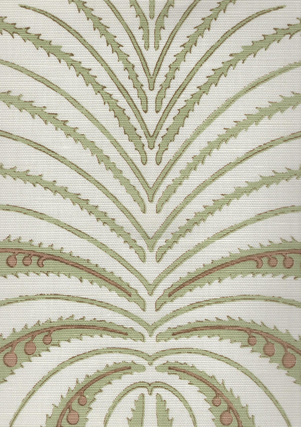 Palm Garden, Celadon / Hazelnut on Light Tint Wallcoverings | Quadrille