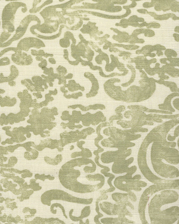 San Marco Celadon on Tint Screen Printed - Off-White Fabric | China Seas