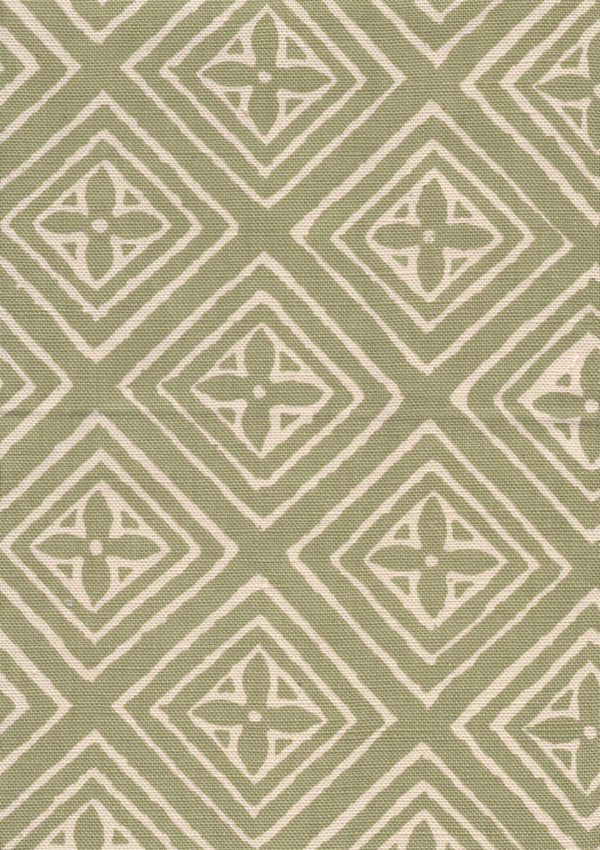 Fiorentina Celadon on Tint Screen Printed - Taupe Fabric | China Seas