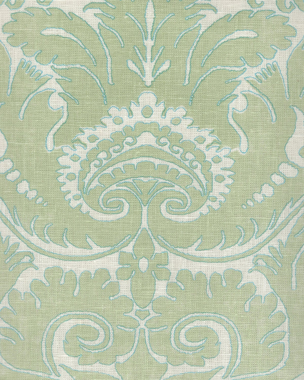 Borghese Two Color, Celadon Turquoise Outline Wallcoverings | Quadrille