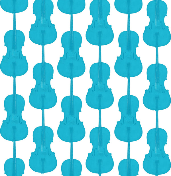 Cello Damask - Aqua Blue Contemporary | Architectural Wallcoverings