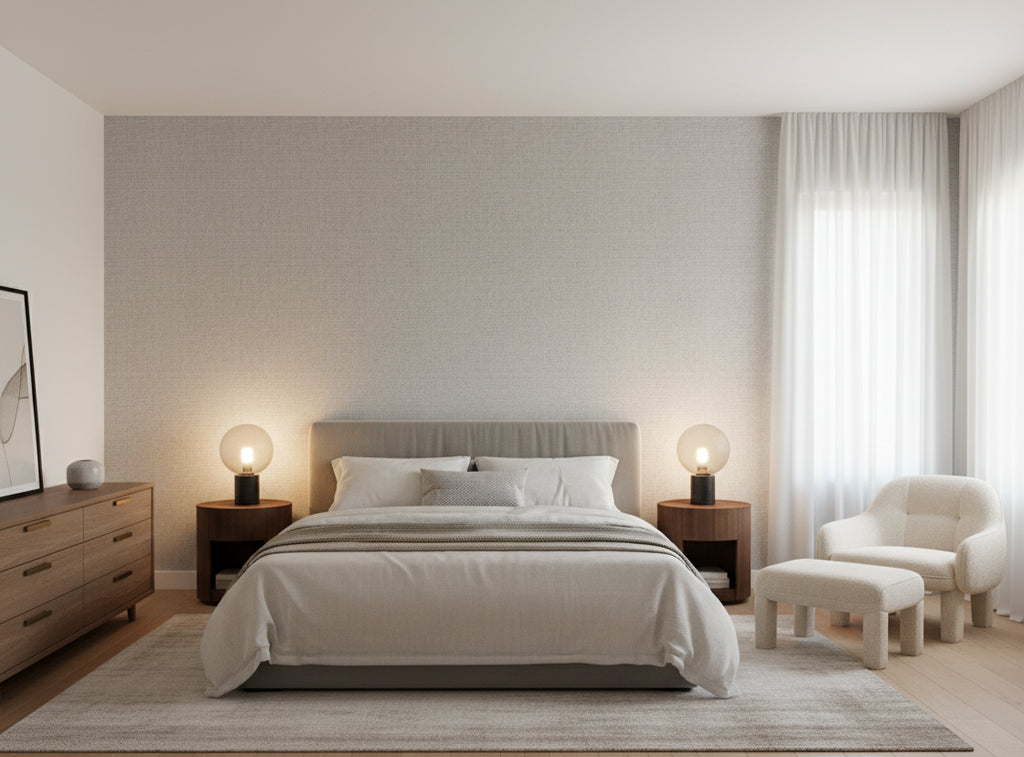 Cezanne Linen & Viscose Textile | Phillipe Romano - bedroom room setting