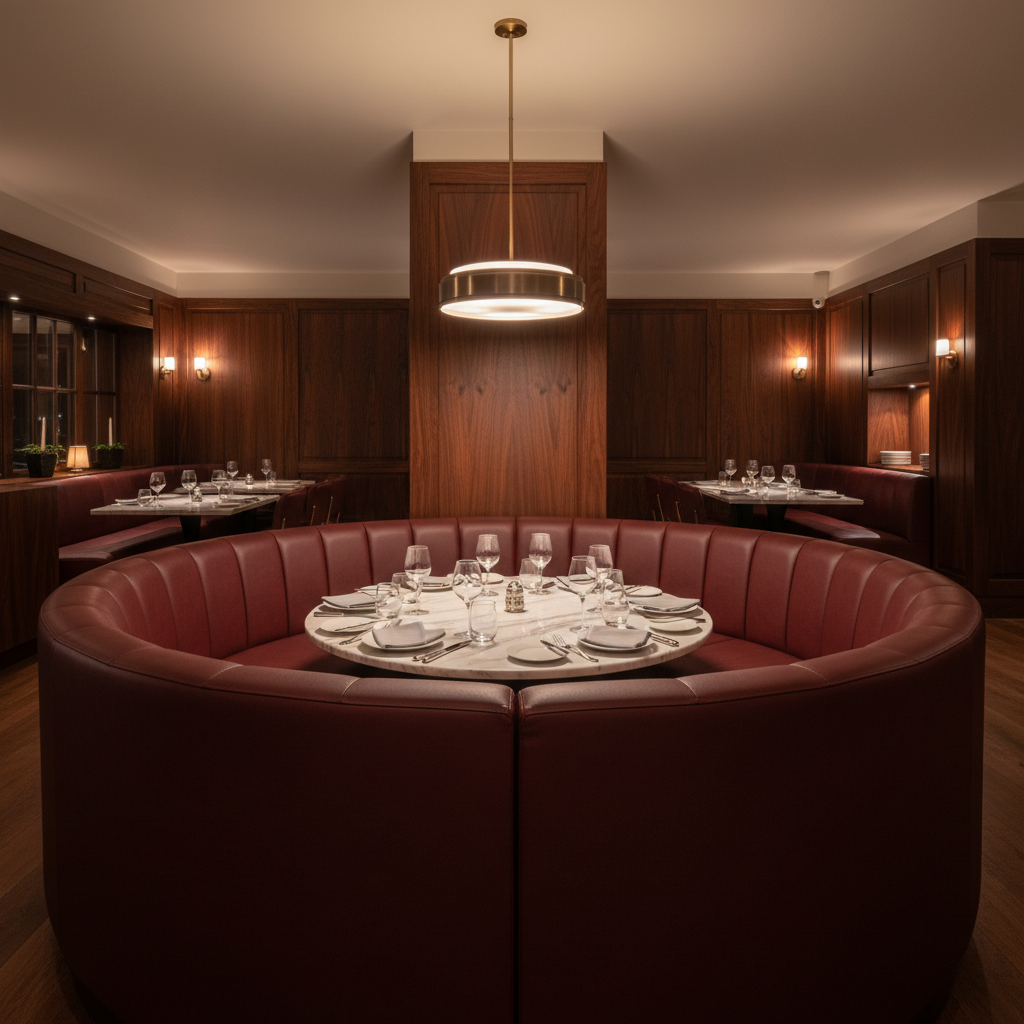 Runaway Bay - Oxblood Upholstered Banquette | Architectural Fabrics
