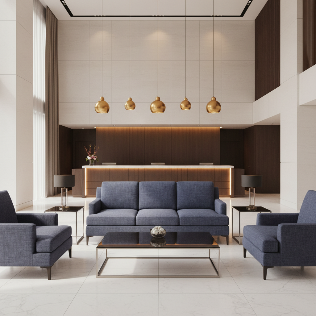 Brushed Linen Weave Deep Indigo Upholstered Sofa | Architectural Fabrics
