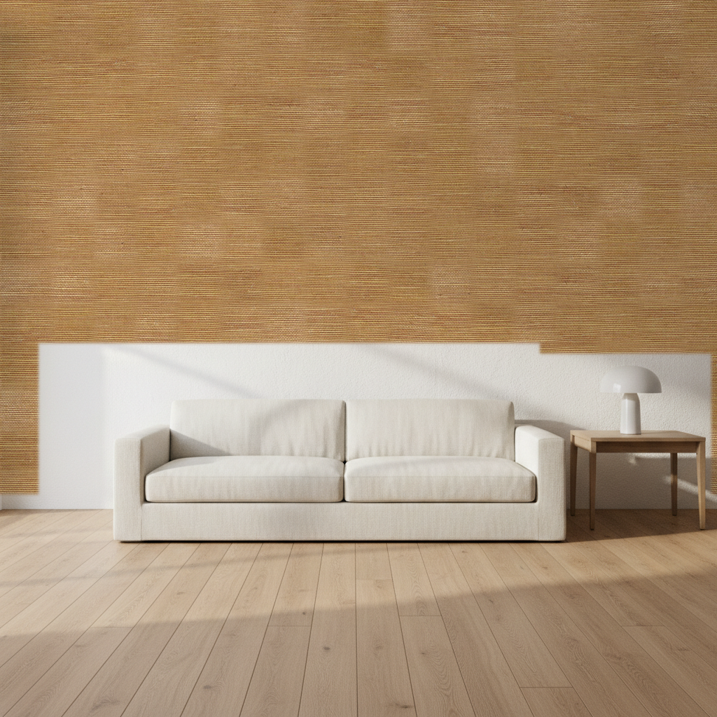 Nantucket Grasscloth Tan Brown Wallcovering | Phillipe Romano room setting
