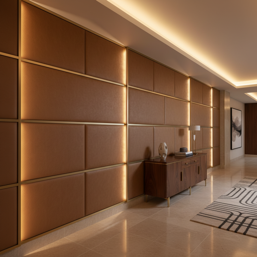 Vieques - Cognac Upholstered Wall Panel | Architectural Fabrics